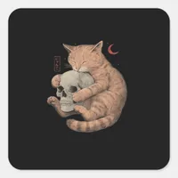 Till Death Do Us Party Cat Skull Classic Square Sticker