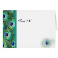 turquoise peacock Wedding Place Cards