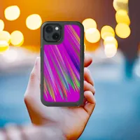 Colorful stripes on fuchsia background, modern  iPhone 13 case