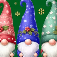 W2A Festive Trio of Christmas Gnomes with Golden Snowflakes