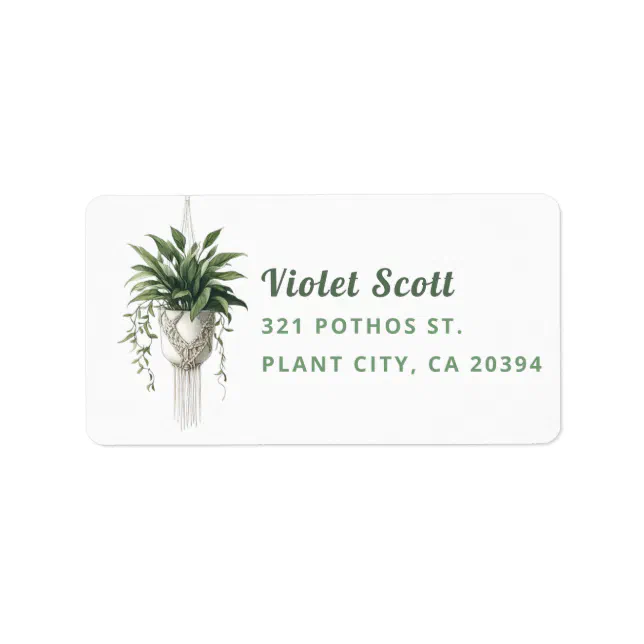 Boho Chic Botanical Greenery Plants  Minimalist  Label