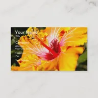 Orange Hibiscus Flower Side View Business Card