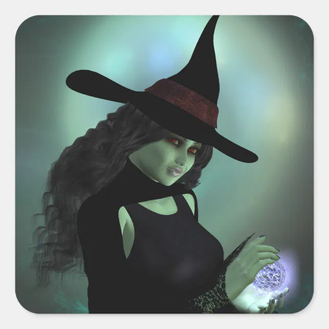 Wicked Witch Casting a Spell Square Sticker