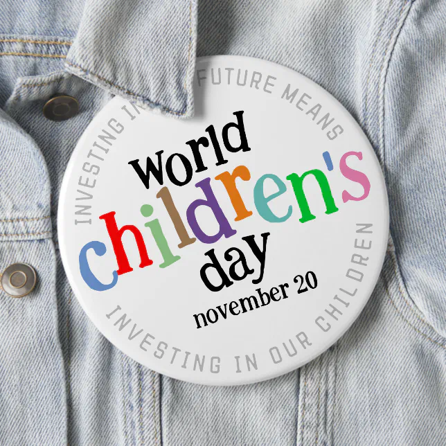  Colorful Happy World Children's Day Button