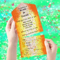 Modern wedding gold tear off return invite