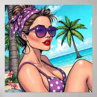 Pretty Lady in Bikini Retro Breach Poster
