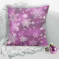 Prettiest Snowflakes Pattern Orchid Pink ID846 Throw Pillow
