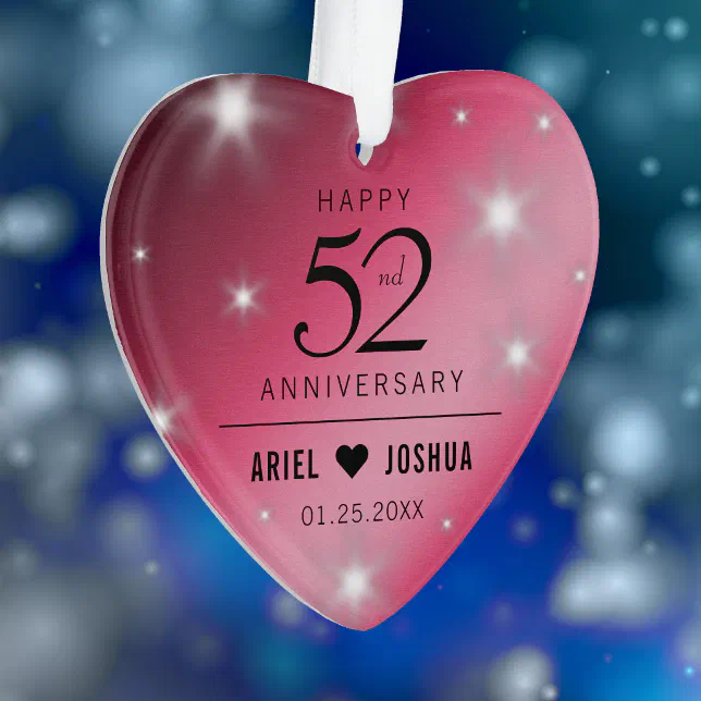 Elegant 52nd Star Ruby Wedding Anniversary Ornament