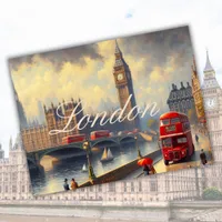 Vintage London City England Big Ben Travel Art  Postcard