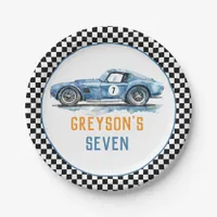 Boys Cool Blue Racing Car Kids Birthday Paper Plates