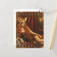 Woman in a Fox Mask Postcard