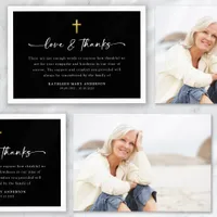 Simple Script Cross Photo Funeral Thank You Card
