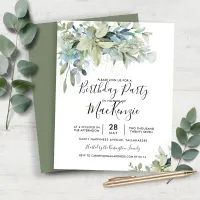 Budget Eucalyptus Birthday Party Invitation