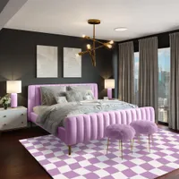 Cute Girly Pastel Purple White Checkerboard Rug