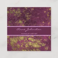 Makeup Artist Purple Marble Square Business Card