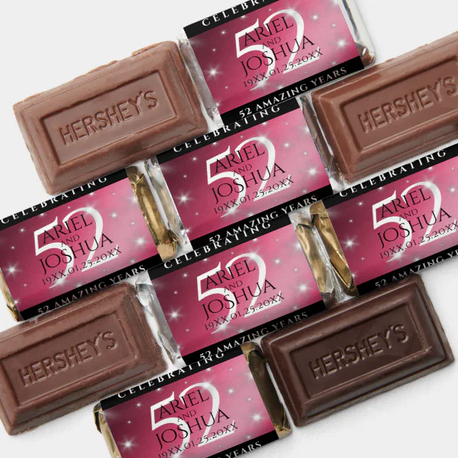 Elegant 52nd Star Ruby Wedding Anniversary Hershey's Miniatures