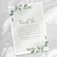 Eucalyptus Sympathy Funeral Thank You Card