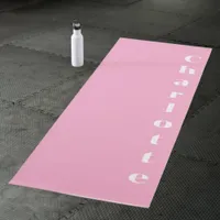Pink white name yoga mat