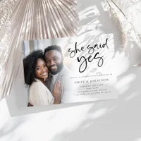 She Said Yes Photo Overlay Engagement Party Invitation