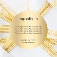 Product ingredient listing gold business label