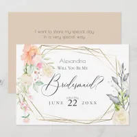 Watercolor Blush Flowers Will You Be My Bridesmaid Invitation
