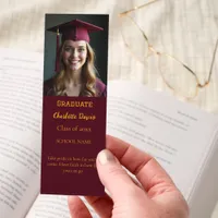 Graduation photo motivational quote burgundy bookmarks