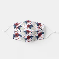 Red White and Blue Rose Pattern Adult Cloth Face Mask