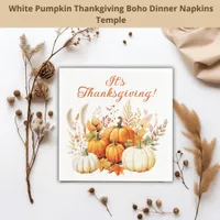 Fall Flowers White Pumpkin Thankgiving Dinner  Napkins