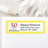 Elegant 50 & Fabulous 50th Birthday Yellow White Label