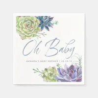 Watercolor Desert Cactus Succulents Baby Shower Paper Napkins
