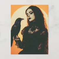 The Lady and Her Raven Postcard
