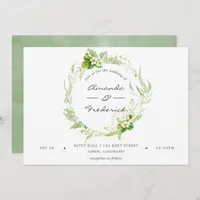 Watercolor Greenery Wedding Invitation
