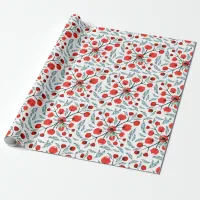 Winter Foliage Holly Berries Botanical Wrapping Paper