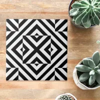 Black and White Striped Op Art Geometric Pattern