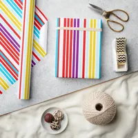 Modern Bright Summer Stripe Patterned Colorful Wrapping Paper