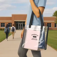 Property of XXL Your Name Athletic Department Clear Tote Bag