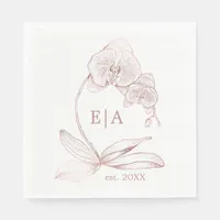 Elegant Dusty Rose Orchid Monogram Wedding Napkins