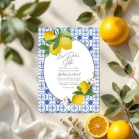 La Dolce Vita Italian Lemon Tiles Wedding QR Code Invitation