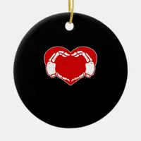 Heart Skeleton Hands Gothic Valentine Red Classic Ceramic Ornament
