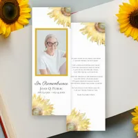 Yellow Sunflowers Watercolor Funeral Prayer Card Bookmarks