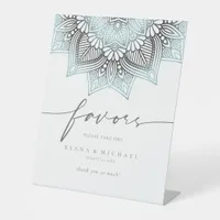 Mandala Lace Wedding Favors Lt. Blue ID968 Pedestal Sign