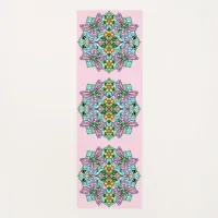 Pink and Blue Floral Butterfly Mandala  Yoga Mat