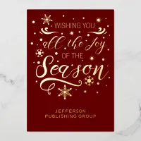 Red Gold Elegant Modern Business Holiday Foil Card