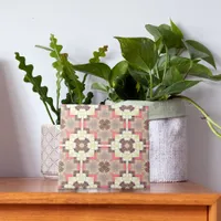Brown Cream And Pink Geometric Mosaic Pattern Ceramic Tile
