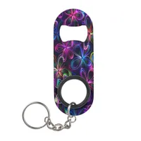 Colorful Floral Patterns on a Dark Background Keychain Bottle Opener