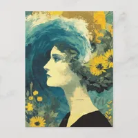 Brain Waves and flowers Collage Postcard