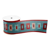 Southwest Mesas Retro Vibe Turquoise & Red   Satin Ribbon