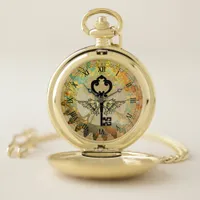 Steampunk Winged Key and Cog Wheel Pocket Watch