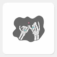 Skeleton Heart Hands  Promise Square Sticker