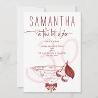 Tini Bit Older Modern Bow Cherry Martini Birthday Invitation